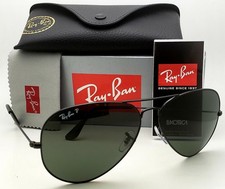 RAY-BAN Aviator Sunglasses RB 3025 002/58 58-14 Black Frames w/ Polarized Lenses picture