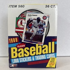 1988 Fleer Baseball Wax Box, 36 Factory Sealed Packs Per Box picture
