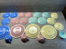 MCM Vernon Kilns Ultra California Pastel Ceramic Plates Cups Set 1940s Vintage picture