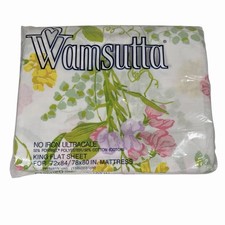 New Vintage Wamsutta White Floral Sweet Pea No Iron Ultracale King Flat Sheet picture