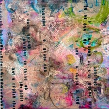 NEW abstract painting, landscape inspired; oil on canvas, signed, 30 x 30 inches picture