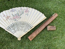 Antique 18th / 19th Century Hand Painting Fan With Original Case picture