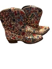 Roper Women’s Floral Embroidered Western Ankle Boots Multicolor Pull On 8 picture
