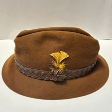 Vtg Stetson Royal Deluxe Hat Size 7 3/8 Fur Felt Brown Fedora picture