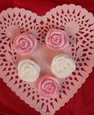 Pink & White Handmade Rose Decorative Soaps All natural, Moisturizing oils.-5 ct picture