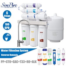 100 GPD 6 Stage Alkaline Reverse Osmosis Drinking Water Filter System Purifier picture