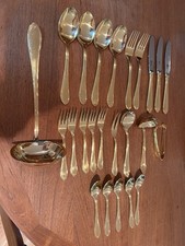 VINTAGE SOLINGEN GERMANY 24 Piece FLATWARE  18/10 ROSTFREI 23/24K GOLD Plated picture