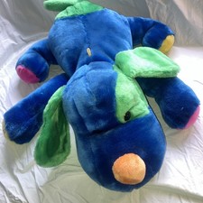VINTAGE GANZ  TOY PLUSH PUPPY HOUND DOG PRIMARY COLOR BLOCK STUFFED ANIMAL 24in picture