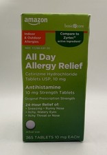 2 x Amazon All Day Allergy Relief Compare To Zyrtec 365 Tablets Exp: 10/2028 picture