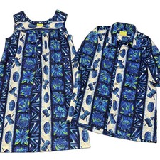 True Vintage 1960s UI-MAIKAI Hawaiian “HoneyMoon” Set MuuMuu Dress Aloha Shirt picture
