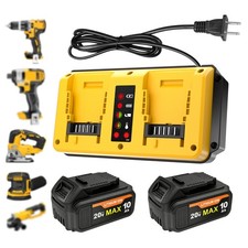 2 Pack 20V 10.0Ah Battery & Dual Charger Kit for De walt 20 Volt MAX Batteries picture