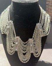 Vintage Statement Necklace 1940’s Indo Craft Stamped W Dagger Clasp picture