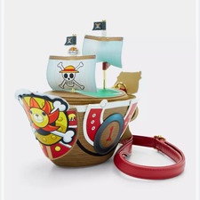 NWT One Piece Thousand Sunny Ship Crossbody Bag Faux Leather Zip picture