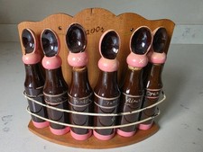 Very Rare Vintage 1950s MCM Flavor It Extract Bottles W/Rack Japanese Redware picture