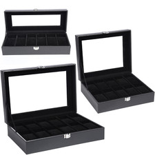 Uten 6/10/12-Slot Watch Case PU Leather Jewelry Watch Box Organizer Display Gift picture