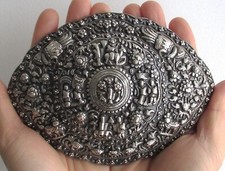 Rare Large Antique Straits Chinese Peranakan Sterling Silver Belt Buckle Pending picture