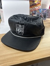 NWOT Rare Black Nylon UPS Trucker Style SnapBack Hat Cap, Silver Rope, CLEAN picture