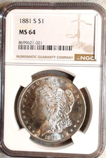 1881 S Morgan Dollar NGC MS64 UNCIRCULATED BETTER DATE SILVER $1 Coin BUY IT NOW picture