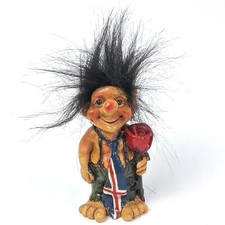Vtg Lommedalen Troll  Small Figurine with Rose 6