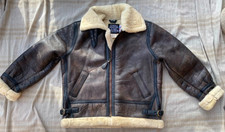 Schott B-3 Real Mouton Bomber Lamb Leather Flight Jacket Size 44 Brown US Made picture