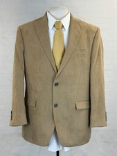 Chaps Men's Beige Suede Finish Blazer 42 Regular Two Button Sport Coat Micropoly picture