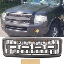 Black Front Grille Fits For Ford Expedition 2007-2014 Upper Grill With LED Light picture
