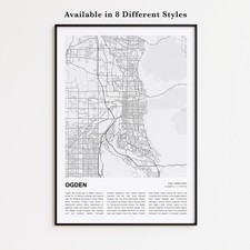 Ogden City Map Print, Utah Travel Poster, Modern Map, Wall Decor Art picture