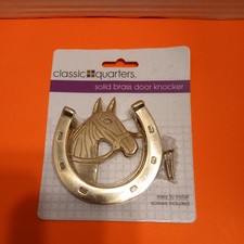 Solid Brass Horse And Horseshoe Door Knocker  nwt Ranch farm house Cowboy  picture