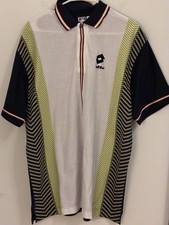 Vintage Lotto Tennis Italiano Mens XL Polo Shirt 1/4 Zip Geometric Italy picture