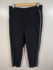 Athleta Brooklyn Mid Rise Ankle Pant Size 10 Black Piping Travel Athleisure picture