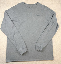 Patagonia Mens Large Gray Long Sleeve Tshirt Mountains And Logo picture