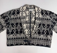 Vintage  90s black and white Aztec/Southwestern-inspired cropped tapestry jacket picture