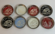 Eight VTG Mid-Century San Francisco Souvenir Metal Coasters Made Japan Pre-Own picture