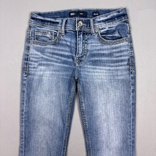 BKE Jeans Mens 29x32 Blue Aiden Buckle Denim Pants Faded Embroidered Stretch picture