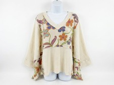 Easel Floral Panel Waffle Knit Top Cream/flowers picture