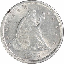 1875-S Twenty Cent Silver Piece AU Uncertified #883 picture