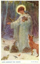 Vintage M W Tarrant Love Amongst The Snows Raphael Tuck Postcard picture