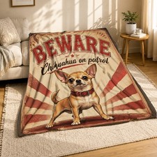 Beware Chihuahua On Patrol Coral Fleece Blanket picture
