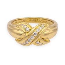Vintage Tiffany & Co. Signature X Diamond Ring, 18K Yellow Gold, Circa 1990 picture
