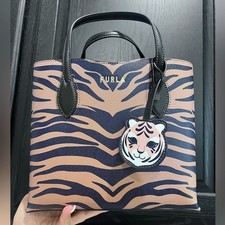 Furla Tiger Print Tote - Black and Tan picture