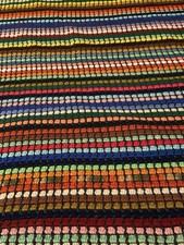 Multicolored Striped Afghan 1970's Handmade Medium Weight Throw 48x56 Mint picture