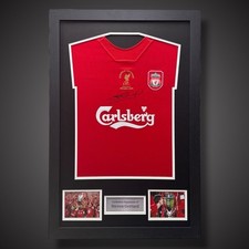 Framed Steven Gerrard 2005 Istanbul Hand Signed Liverpool Shirt With COA £225 picture