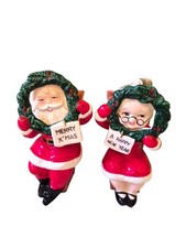RARE Holt Howard Era Santa & Mrs Claus Merry Christmas, New Year Salt & Pepper  picture