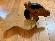 vintage wooden rocking horse seat toy pony wood small child approx 21