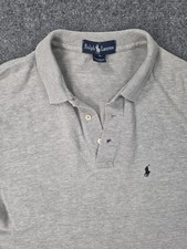 Ralph Lauren Polo Shirt Mens S Gray 100% Cotton Made Macau Navy Pony Vintage picture