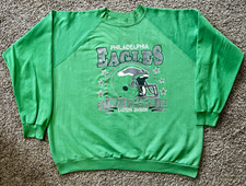 Vintage 1988 Eagles NFC East Champs Trench Crewneck XL Kelly Green NFL picture