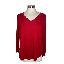 Chelsea28 Red Scooter Knit V-Neck Pullover Sweater Women's Size Small New NWT picture