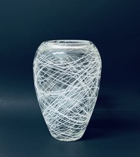 Vintage 1970s Ovoid Vase in Crystal Murano Glass Italy,Scarpa 9.85” H picture