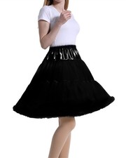 Women's Petticoat Tutu Skirt Ballet Dance Cosplay Skirt (Black-Long) picture