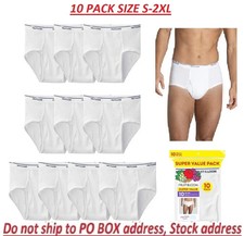 Fruit of the Loom Men's White Briefs Underwear, 10- Pack, Size S to 2XL picture